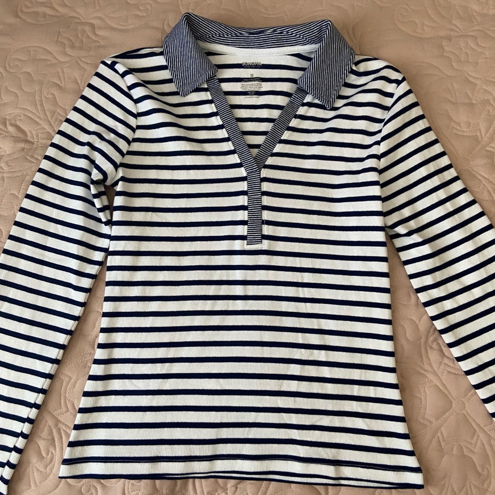 Sonoma Black and White Striped Polo